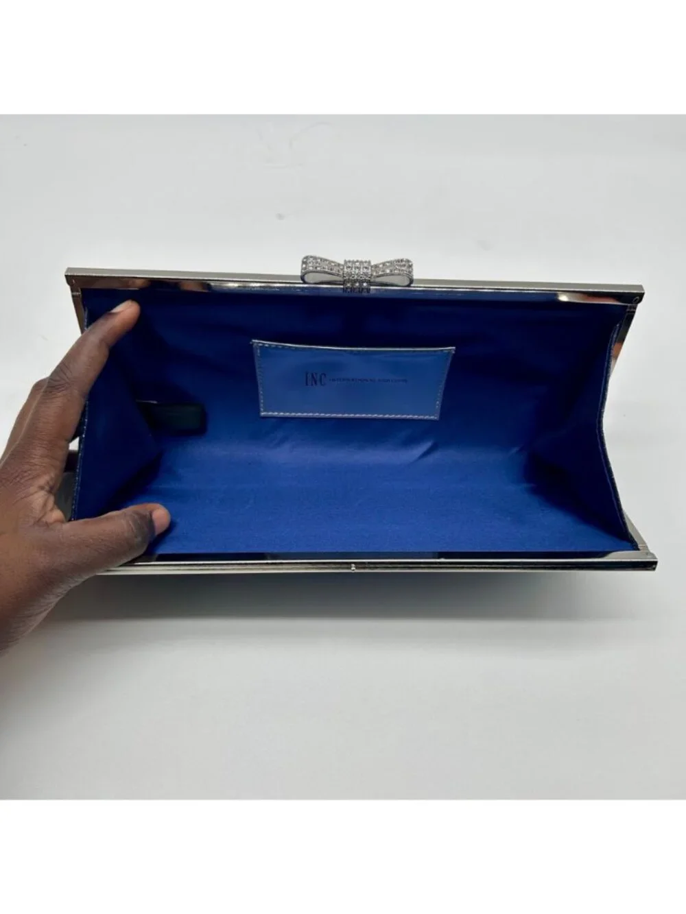I.N.C. International Concepts Navy Blue Fabric Evening Clutch